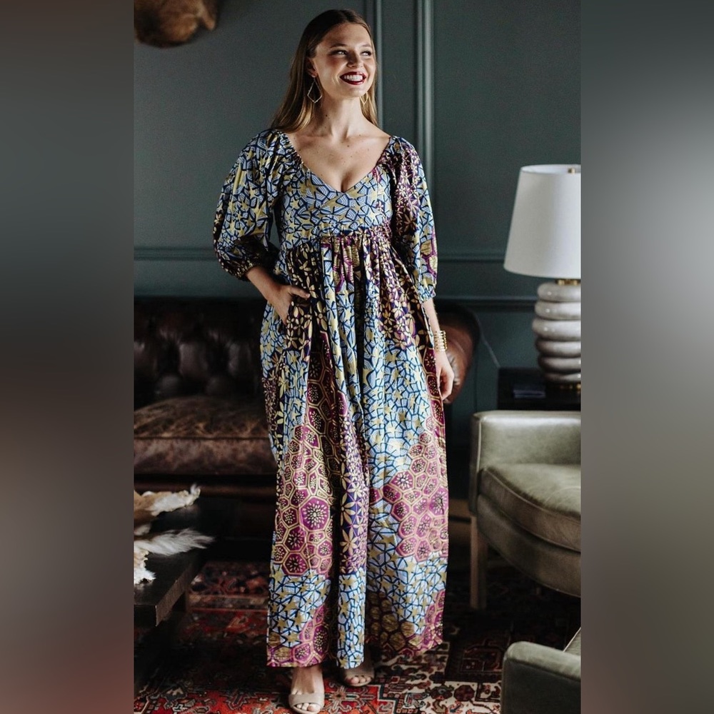 African Wax Print Maxi Dress **NEVER WORN